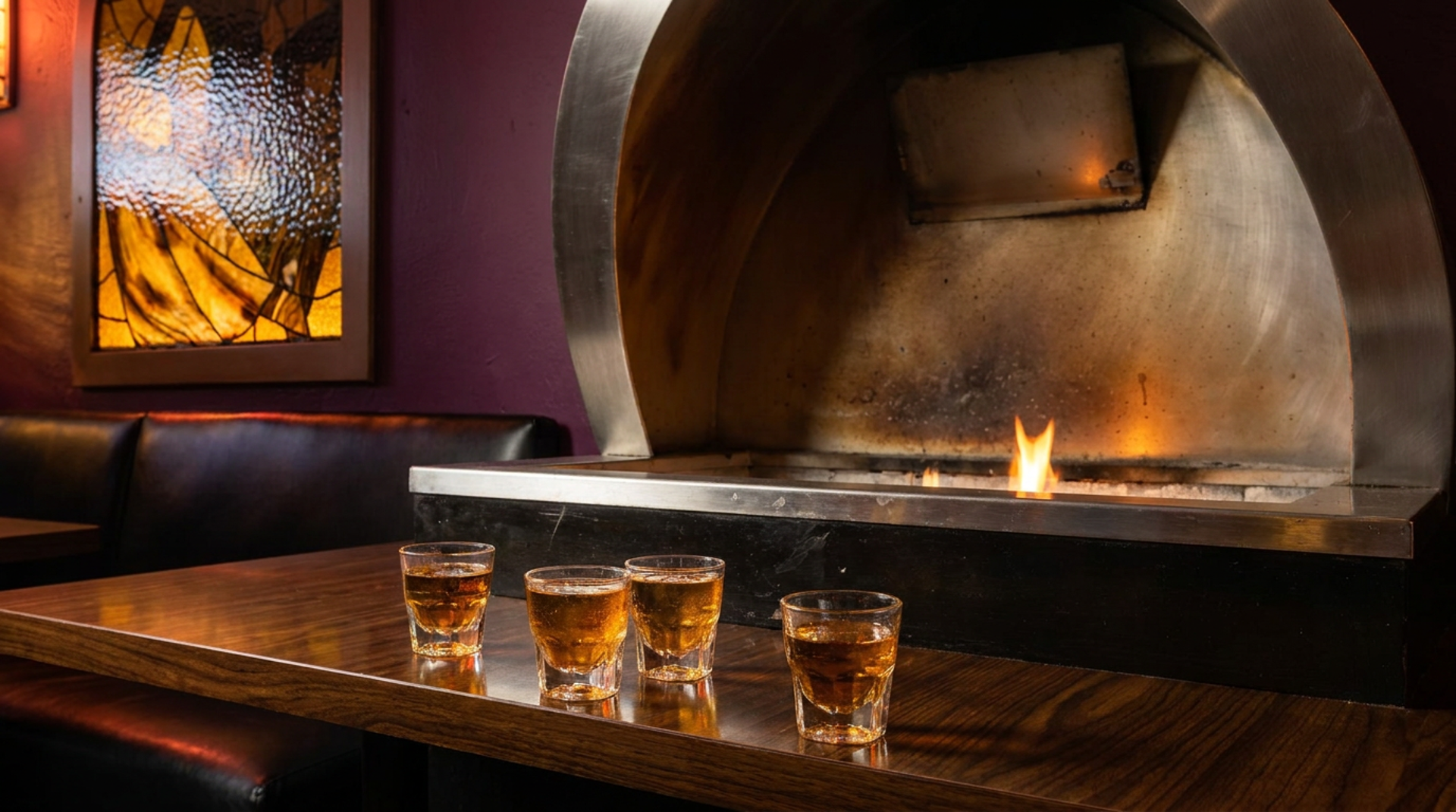 We kept the dim lights and warm wood