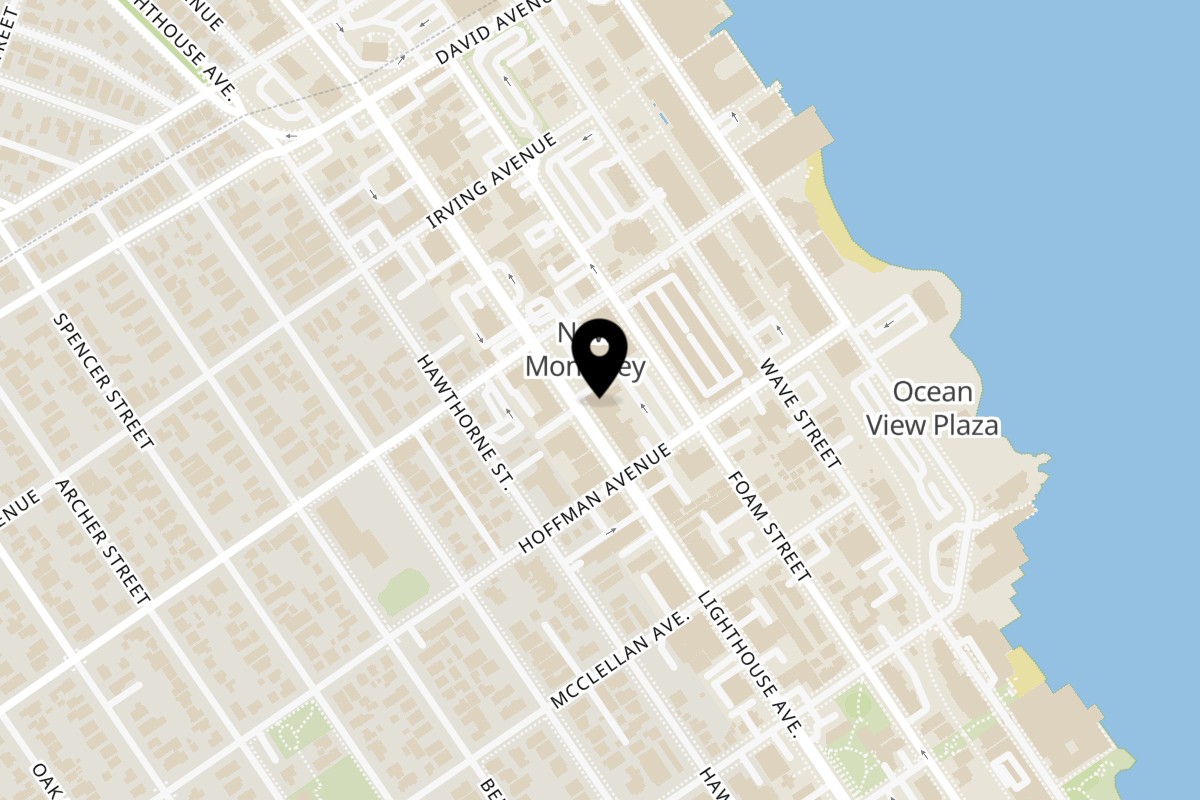 Map showing the location of Segovia's Cocktail Bar & Lounge on 650 Lighthouse Ave in Monterey
